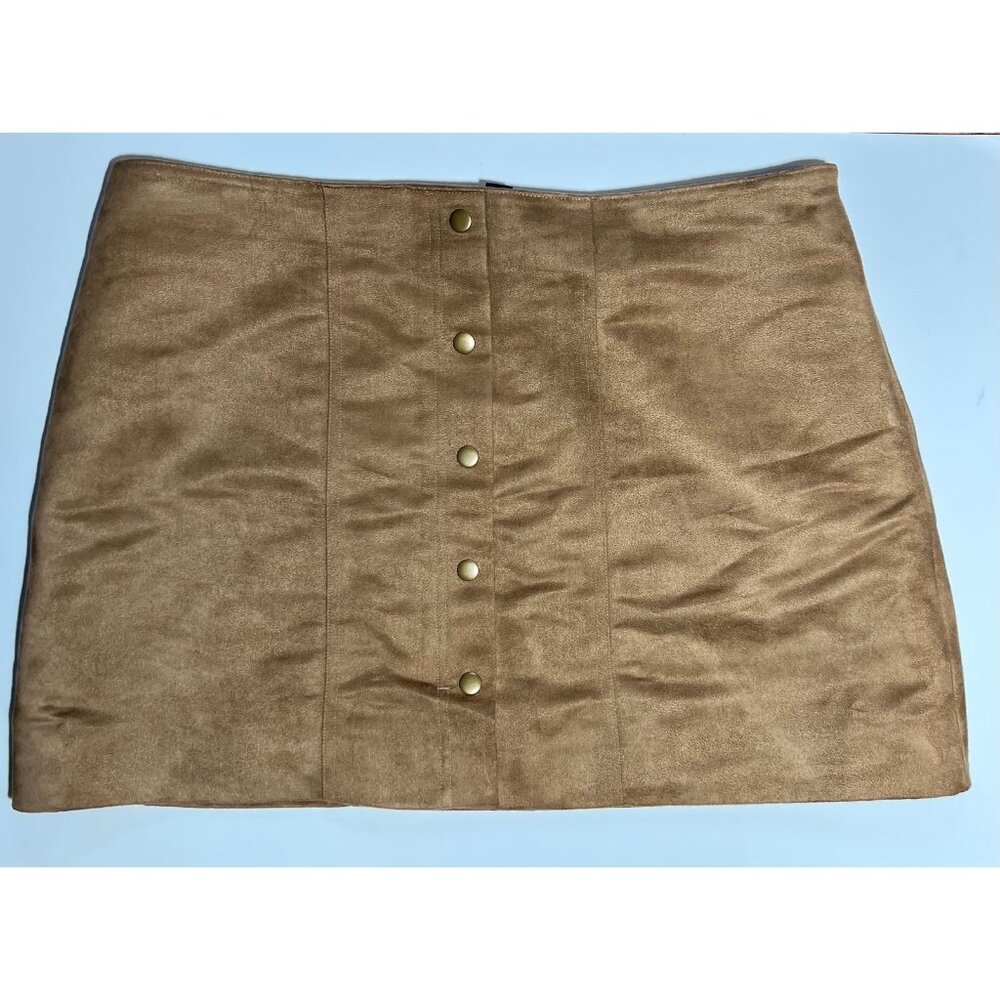 Gap Mini Skirt Womens Sz 16 Faux Suede Decorative Faux Front Snaps Side Zip Plus